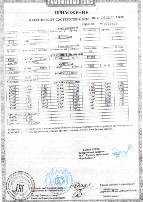 Сертификат соответствия № 0324578  - Карачаевск | karachaevsk.salutsklad.ru 
